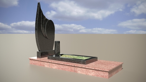 Гранитный памятник на подставке, Карельский габбро, с фигурной формой